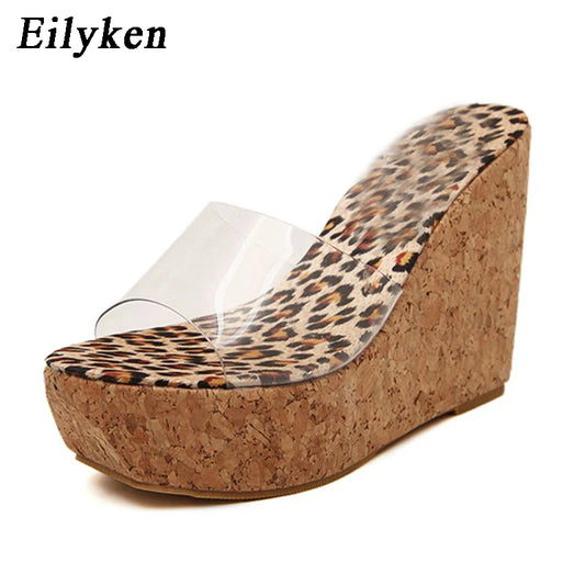 Eilyken Summer PVC Transparent Platform Wedges Women Slippers Fashion High Heels Sandals Female Shoes Size 34-40