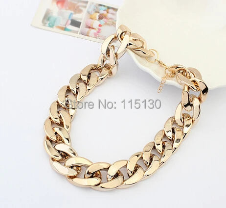 Vintage Gold Color Chunky Chain Necklace For Women Long Chian CCB Plastic Female Collar Necklace 2022 New Fashion Jewelry