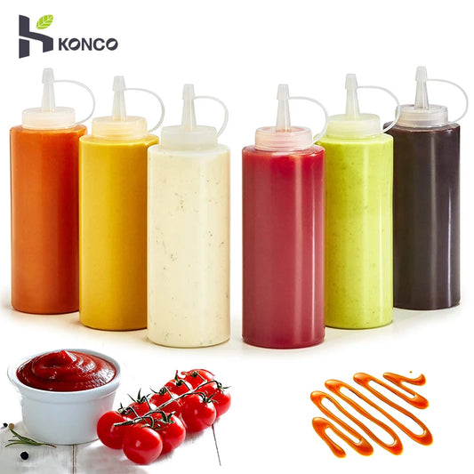 Konco Condiment Squeeze Bottles,For Ketchup Mustard Mayo Hot Sauces Olive Oil Bottles Kitchen Gadget