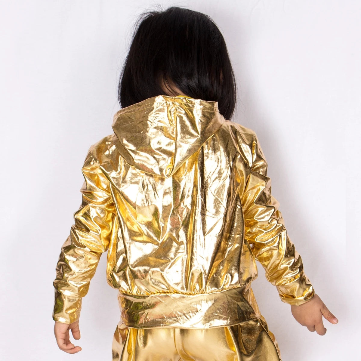 Spring Autumn Kids Gold  bomber Jacket Stage Performance Wear paillette feminina casaco Hip Hop dance coat