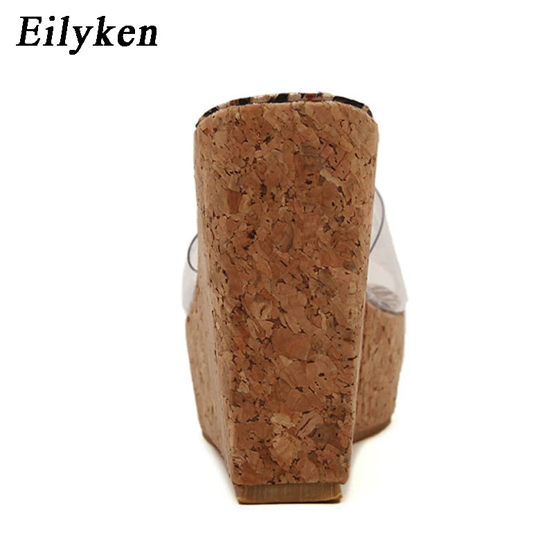 Eilyken Summer PVC Transparent Platform Wedges Women Slippers Fashion High Heels Sandals Female Shoes Size 34-40