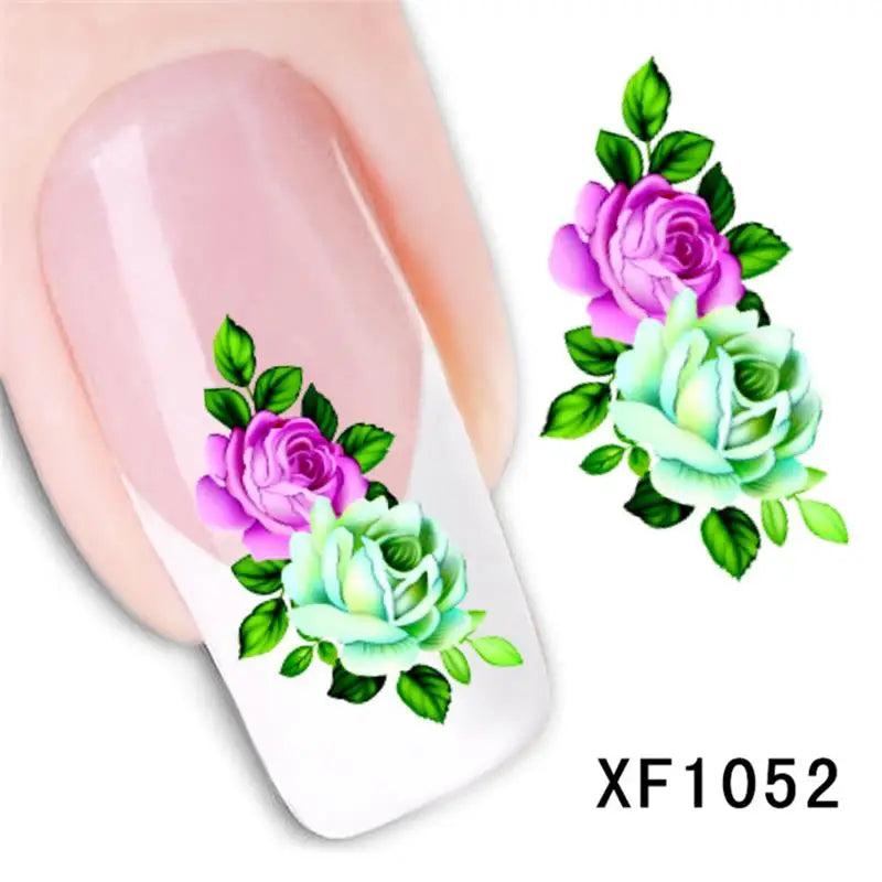 Fashion 3D Flower Design Water Transfer Nails Art Sticker Lady Women Manicure Tools Nail Wraps Decoration Decals Wholesale