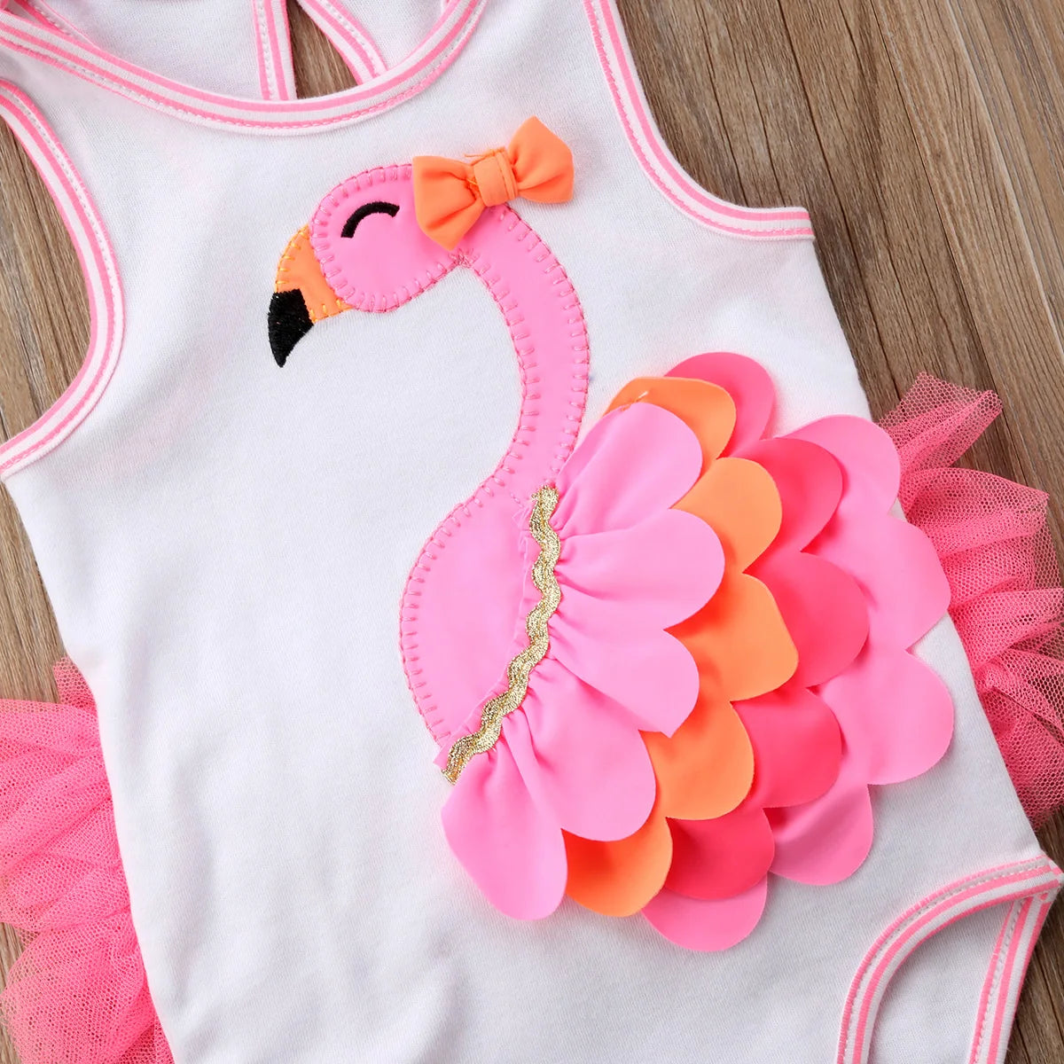 New Newborn Toddler Infant Baby Girl 3D Flamingo Romper Jumpsuit Outfits Lace Tutu Dress Clothes Sleeveless Sunsuit