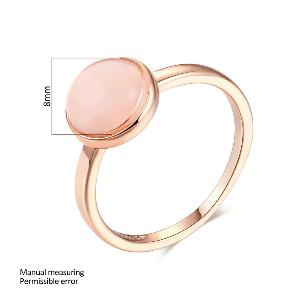 Double Fair Concise Cat's Eye Stone Rings Rose Gold Color Semi-precious Stone Brand Jewelry For Women anel aneis joias DFR153