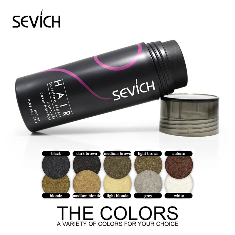 Hair Loss Styling Keratin Hair Fibers  Color Powders Hair Thickening Hair Building Fiber Powder Dye SEVICH25g OEM Private Label