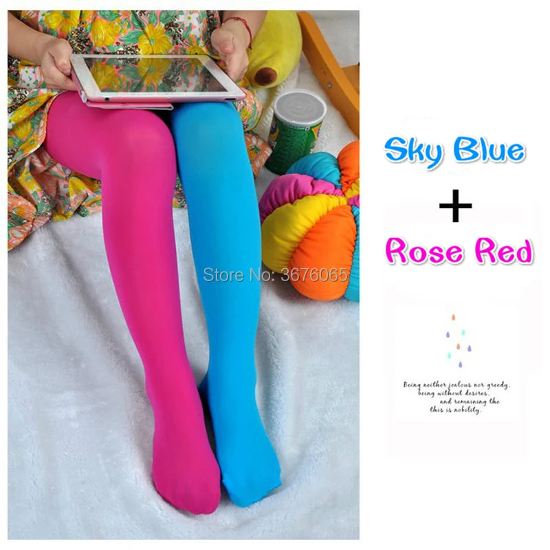 Girls candy color tights for baby kids cute velvet pantyhose contrast  Combination color girl spring/autumn warm dance stockings