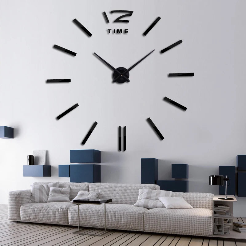 sale wall clock watch clocks 3d diy acrylic mirror stickers Living Room Quartz Needle Europe horloge free shipping