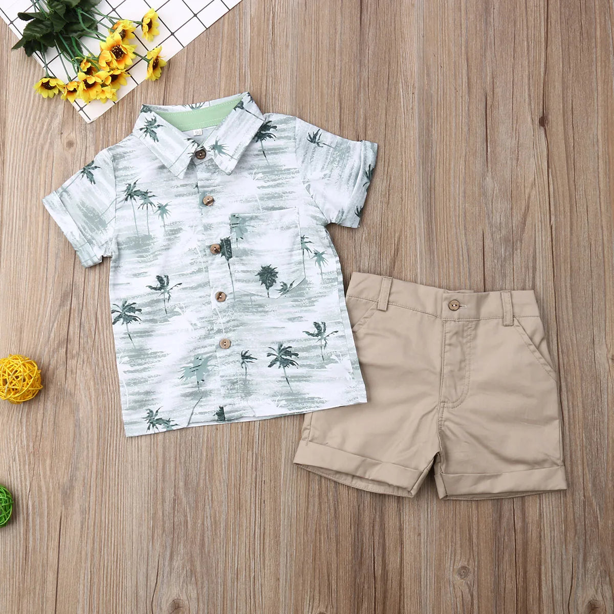 2019 Baby Summer Clothing Toddler Baby Boy Formal Suit Flower Dress Shirt+Shorts Bottom Beachwear 2pcs Set Outfits Clothes 1-6T