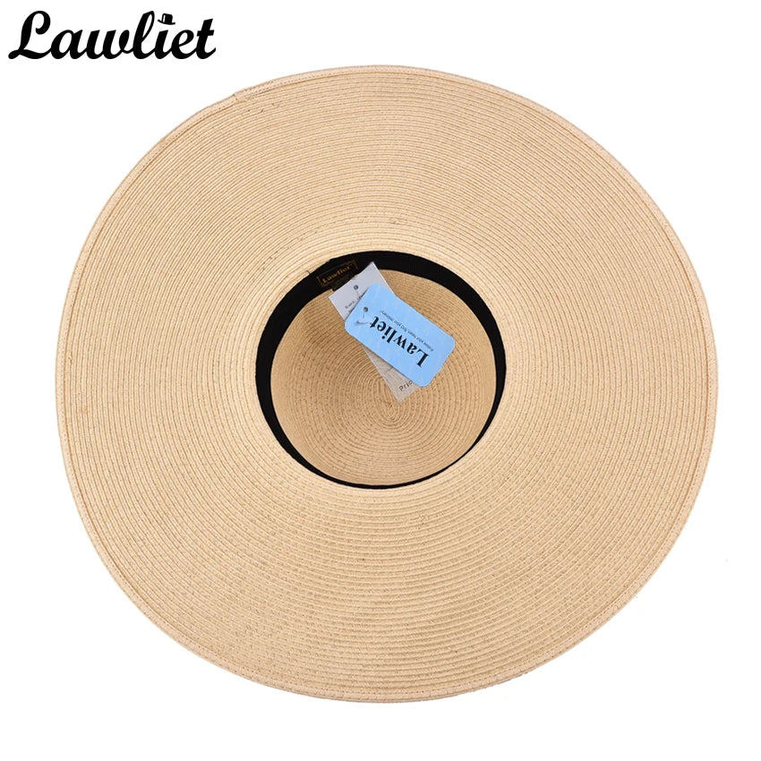 Lawliet 7.1''/18cm Foldable Oversized Huge Wide Brim Sun Beach Straw Hats Wedding Womens Floppy Party Dressy A330