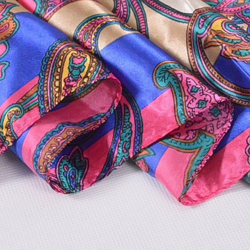 New Style Snakeskin Pattern Square Scarves Wraps Printed Hot Sale Women Pink Blue Silk Scarf Shawl Unisex Muslim Silk Muffler