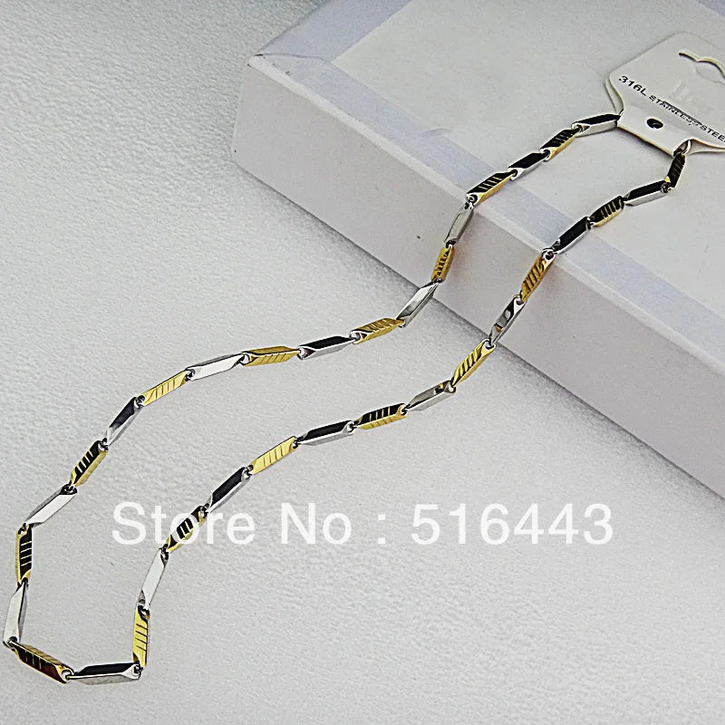 Men's Chain Necklace 316L Stainless Steel Women Mens Costume Go ld S ilver Twill Necklace Chain Fashion Jewelry A-823