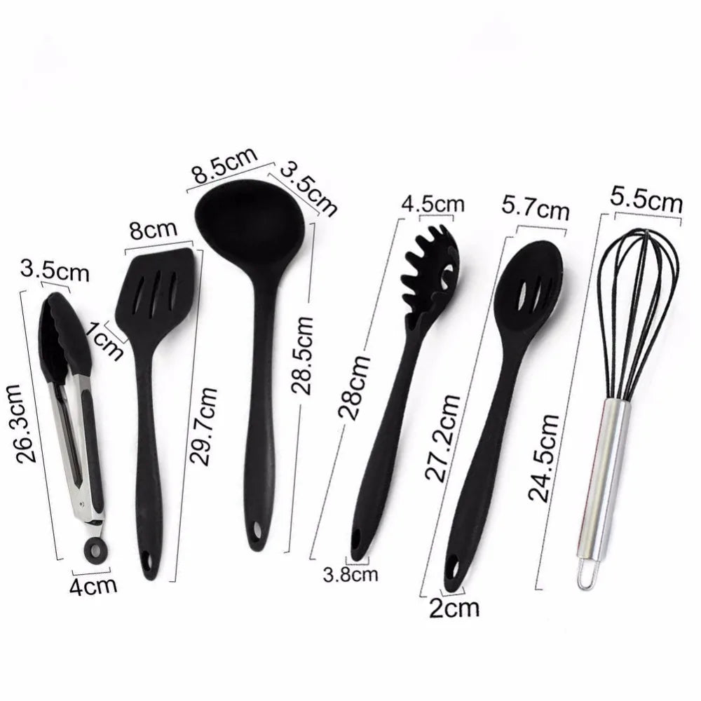 Leeseph Kitchen Utensils Cooking Set  Includes 10 Pieces Non-stick Cookware  Spaghetti Server, Soup Ladle, Slotted Turner, Whisk