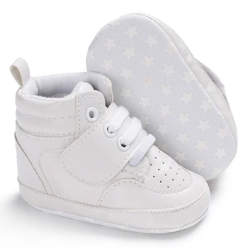 2024 Brand New Newborn Baby Boy Girl Soft Sole Crib Shoes Warm Boots Anti-slip Sneaker PU Breathable Solid First Walkers 0-18M