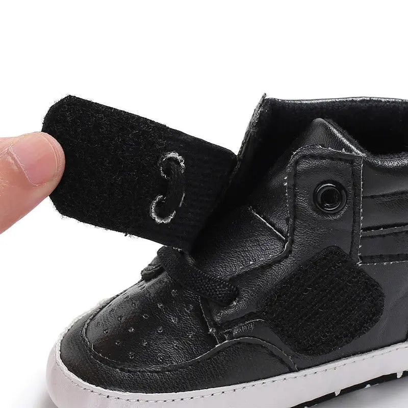 2024 Brand New Newborn Baby Boy Girl Soft Sole Crib Shoes Warm Boots Anti-slip Sneaker PU Breathable Solid First Walkers 0-18M