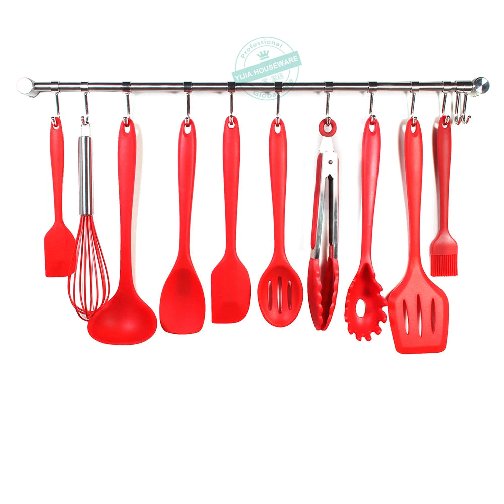 Leeseph Kitchen Utensils Cooking Set  Includes 10 Pieces Non-stick Cookware  Spaghetti Server, Soup Ladle, Slotted Turner, Whisk