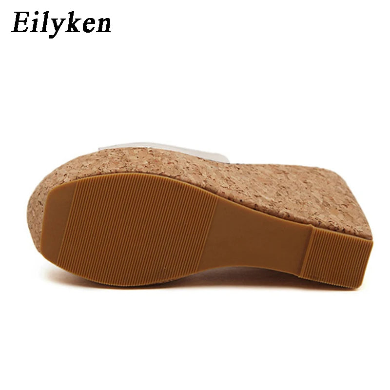 Eilyken Summer PVC Transparent Platform Wedges Women Slippers Fashion High Heels Sandals Female Shoes Size 34-40