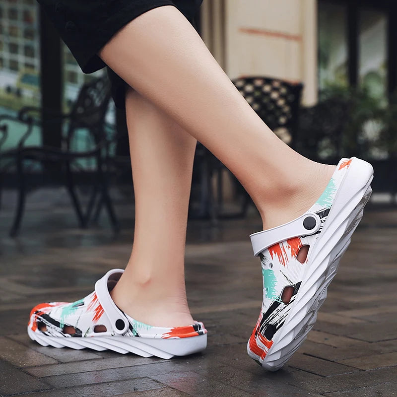 Women Men Summer Comfortable Casual Clogs Breathable Flats Lightweight Beach Sandals Outdoor Water Shoes Walking Slippers