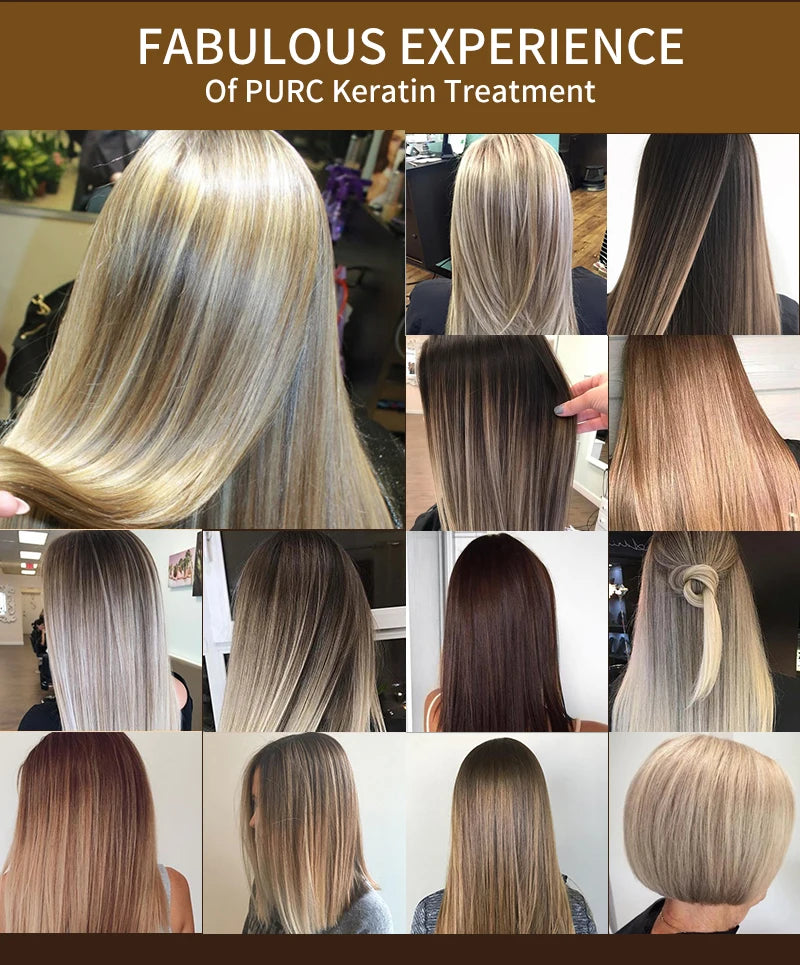 PURC Professional Brazilian Keratin Hair Treatment Cream Straightening Smoothing Scalp Treatment Purifying Shampoo Hair Care