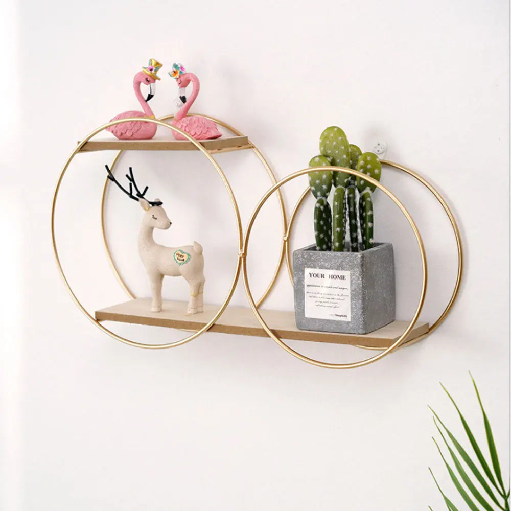 Room Rack Decoration Wall Circular Hanging Home Decor Shelves Candle Holder Aesthetic And Supports Wooden Teen Living Floating