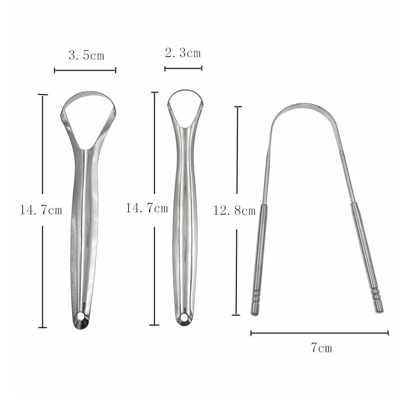 Tongue Scraper Cleaner Adult Surgical Grade Eliminate Bad Breath Stainless Steel Metal Tongue Scarper Brush Dental Scrapper Tool