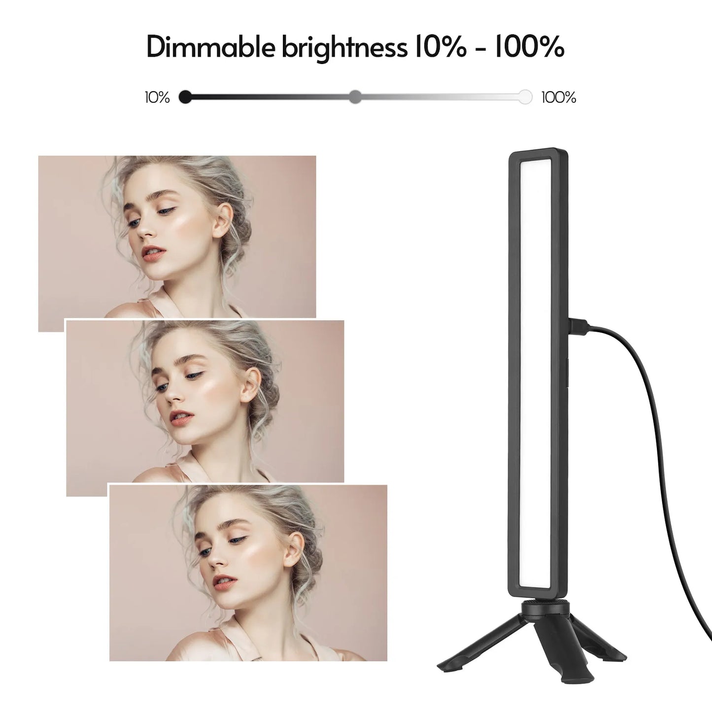 Andoer LED Light 3 Color Temperature Bar Video Conference Lighting Screen Lamp Fill-in Lamps USB Mini Tripod for Live Streaming