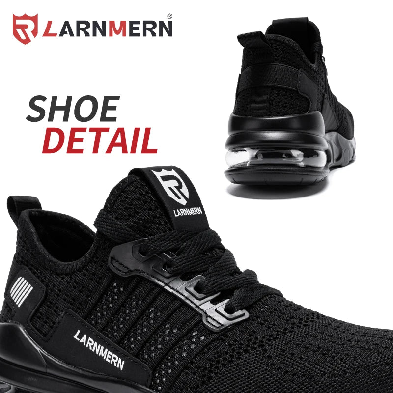 LARNMERN Safety Shoes Men Non Slip Steal Toe Shoes Slip On Lightweight Breathable Anti smashing Shockproof Work Sneaker