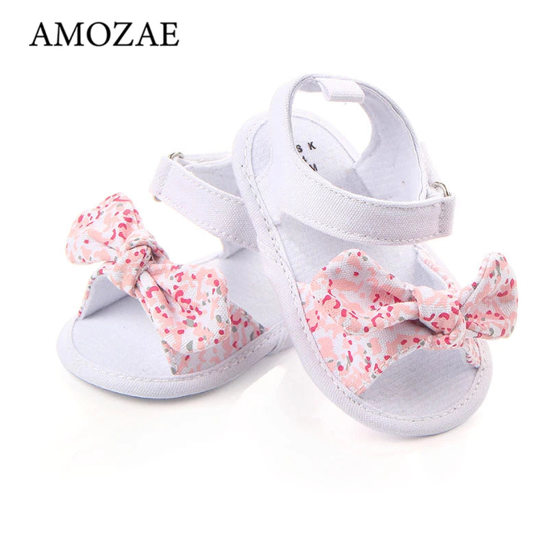 Baby Girls Sandals Canvas Bowknot Toddlers Newborn Infantil Sandals Summer Infant Baby Girls Soft Crib Shoes Infants Sandals