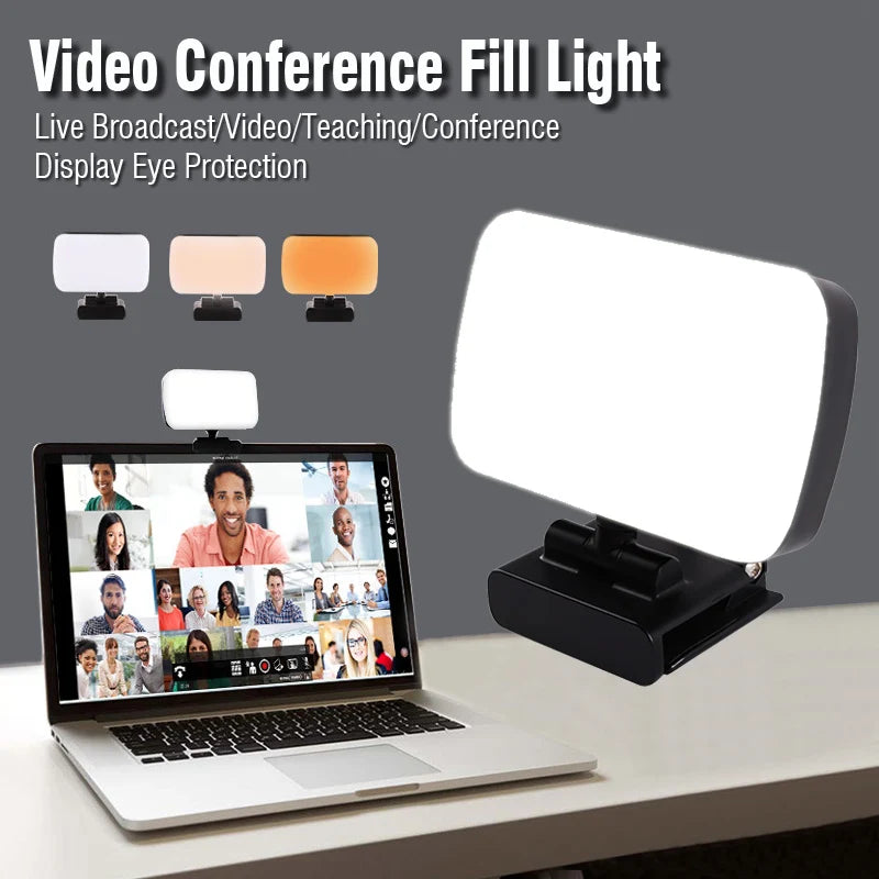 Mini Video Light Conference Live Streaming Kit Webcam Vlog Photography Fill Lamp Selfie Adjustable Portable Camera LED Luz