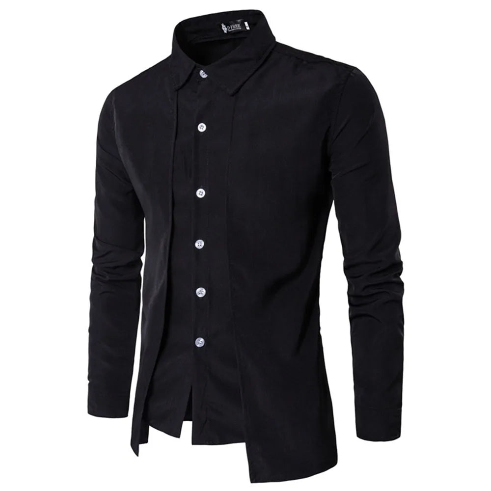 Mens Personalities Long Sleeve Shirt Slim Button-Down Casual Wedding Shirt Mens Dress Shirt