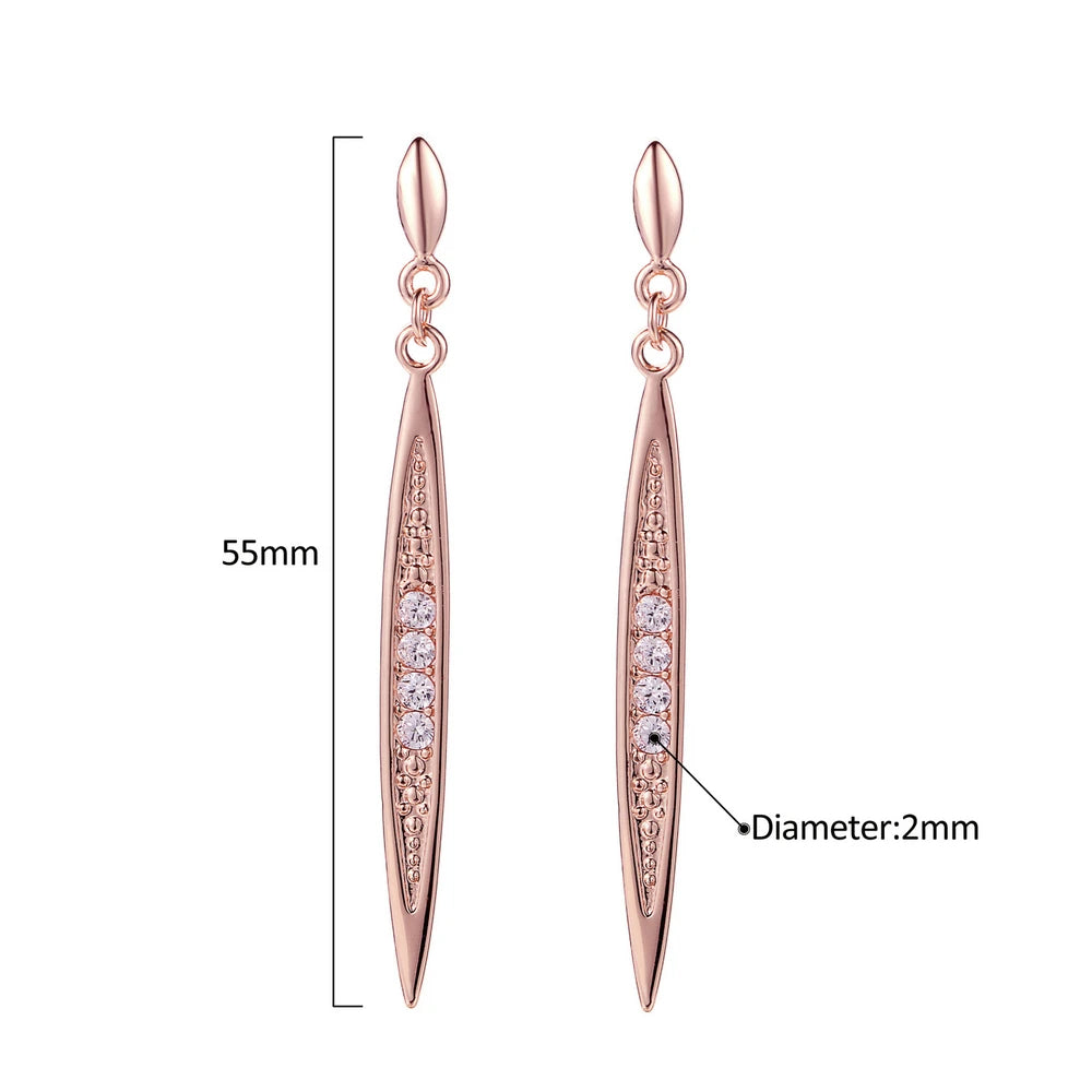 Vintage Cubic Zirconia Stud Earrings HotSale Rose Gold Color Fashion Crystal Wedding Jewelry For Women Brincos DFE055