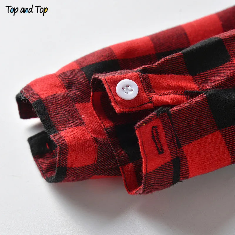 Top and Top Spring Autumn Fashion Baby Boy Long Sleeve Cotton Plaid Shirt Casual Turn-down Classic Kids Gentleman Blouses Tops