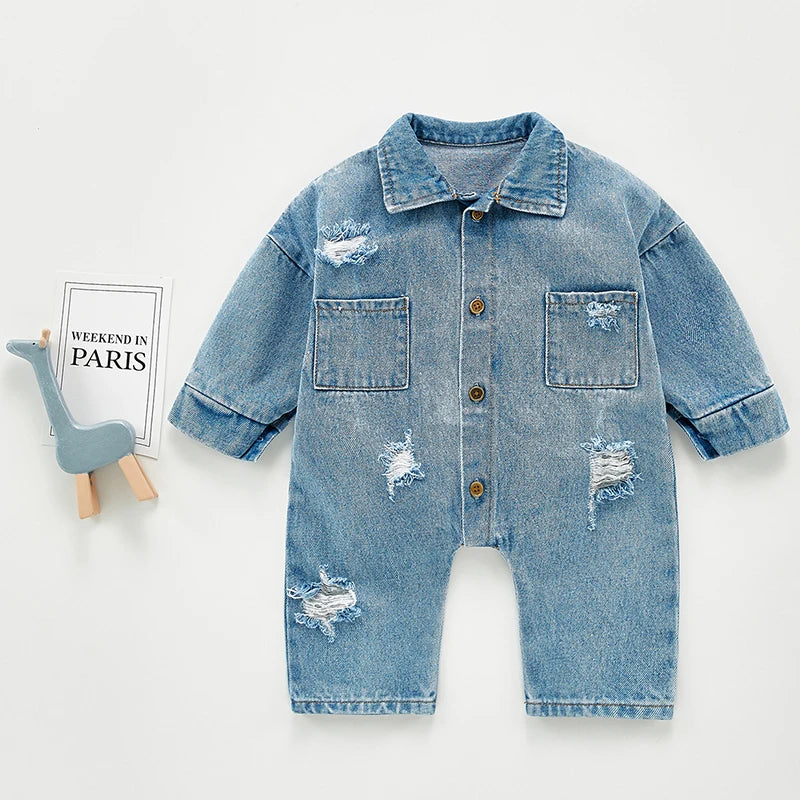 Newborn Baby Denim Baby Girl Clothes Outfits Baby Boys Rompers Kid Cotton Flexible Hole Denim Costume Girls Infant Jumpsuit