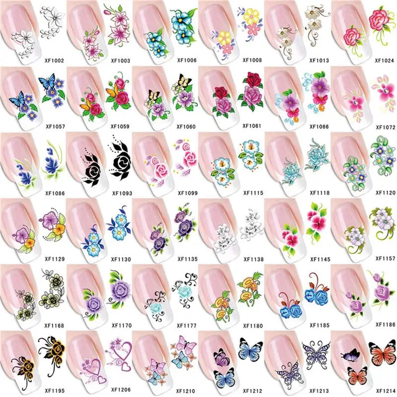 Fashion 3D Flower Design Water Transfer Nails Art Sticker Lady Women Manicure Tools Nail Wraps Decoration Decals Wholesale