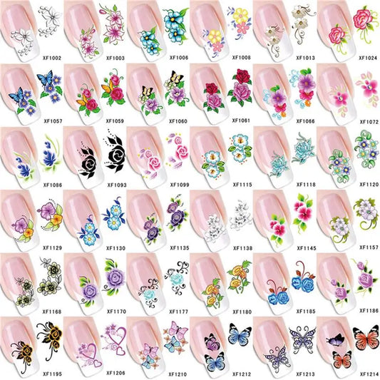 Fashion 3D Flower Design Water Transfer Nails Art Sticker Lady Women Manicure Tools Nail Wraps Decoration Decals Wholesale