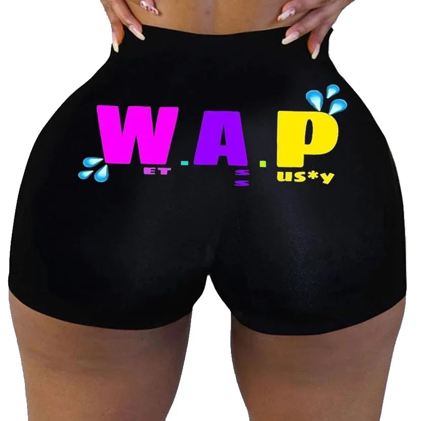 Sexy Women Shorts Womens Summer Clothing Candy Snack Wap Graphic High Waist Biker Booty Shorts Wholesale Cheap Stuff