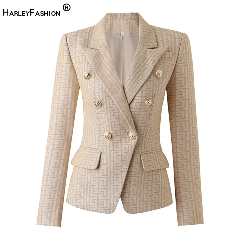 HarleyFashion 2024 Luxury Spring Collection Texure Pattern Formal Jacket Women Blazer