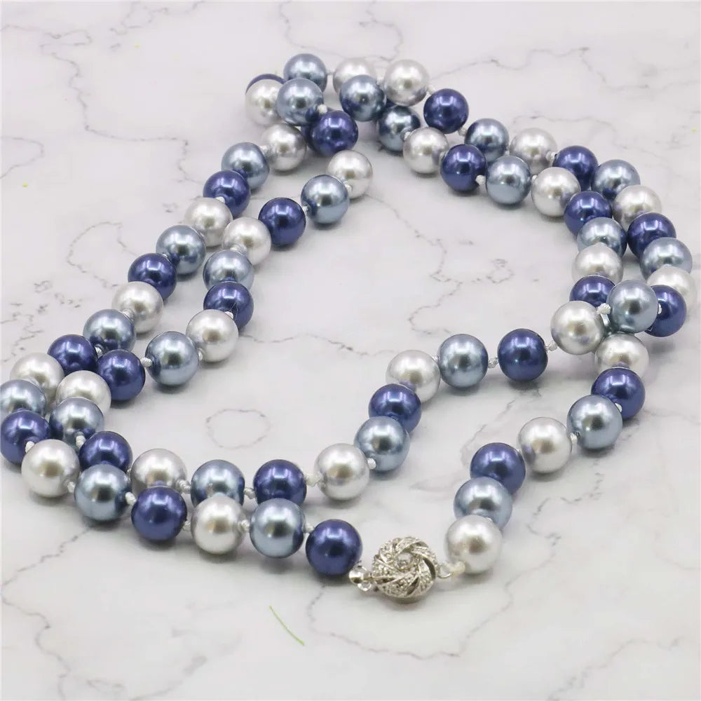 Wholesale Price New Fashion! 35"10 12mm South Sea Shell Pearl Necklace AAA Multicolor beads jewelry making about 85 pcs/strands