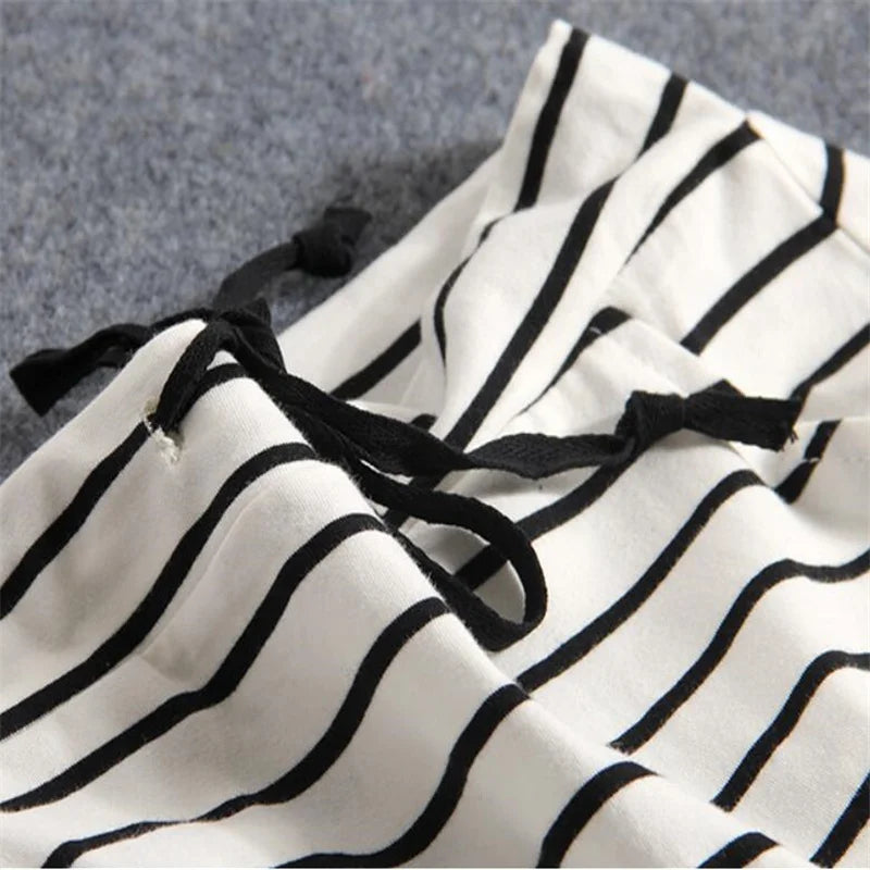 Korean Womens Black White Striped One-Step Skirt Spring Summer Woman Casual Pocket Mid-length Slim Bag Hip Skirts Female