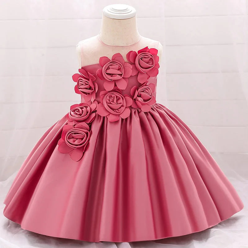 Baby Girls Dress Kids Flowers Formal Evening Prom Gown Clothes Child Elegant WhiteToddler Christening Princess Costume Vestidos