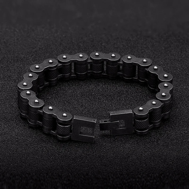 Motorcycle Men Bracelet 13MM Stainless Steel Retro Jewelry Wide Hand Chain Accessories Wristband Male Bangles Friends For Gift