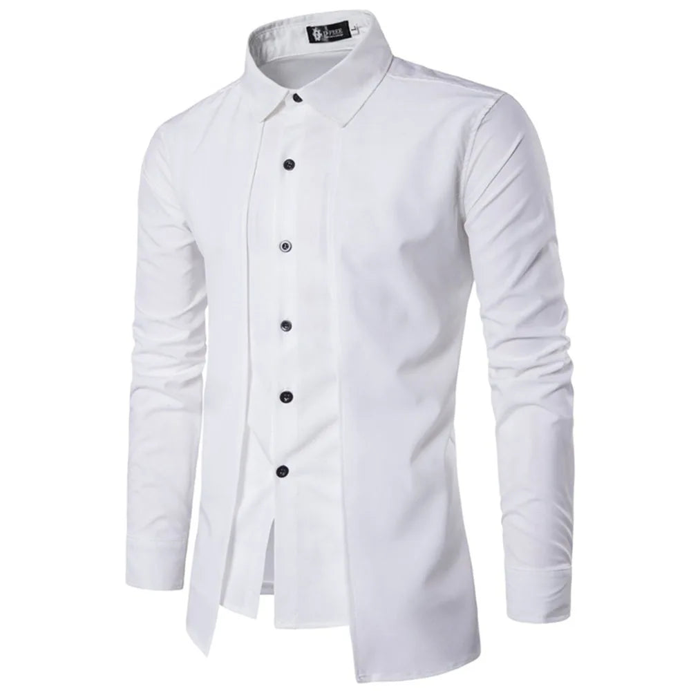 Mens Personalities Long Sleeve Shirt Slim Button-Down Casual Wedding Shirt Mens Dress Shirt