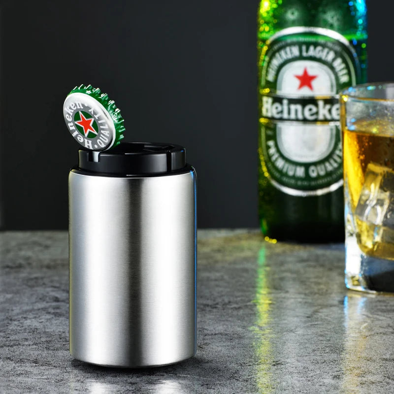 Automatic Beer Bottle Opener,Magnetic Stainless Steel Beverage Bottles Wine Openers Jar Opener Kitchen Gadgets Bar Supplies