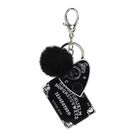 1Pc Women Ouija Planchette Keychain Acrylic Pompom Car Mirror Keyring Punk Board Crafts Handbag Jewelry Charms