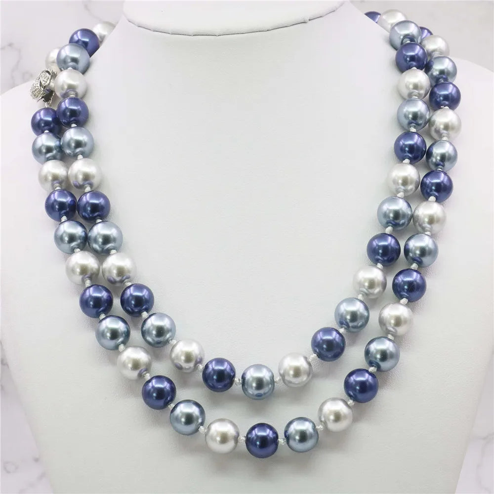 Wholesale Price New Fashion! 35"10 12mm South Sea Shell Pearl Necklace AAA Multicolor beads jewelry making about 85 pcs/strands