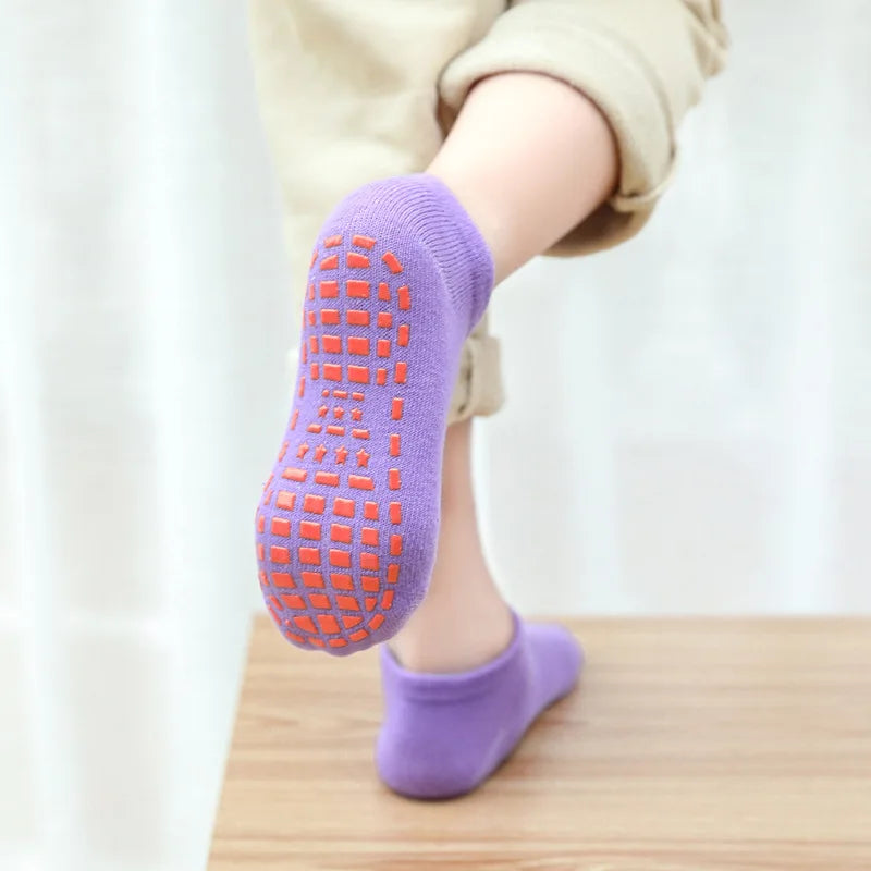 Breathable Non-slip Baby Floor Socks Boys Girls Socks Home Kids Children Trampoline yoga Socks Cotton Candy Color Ankle Socks