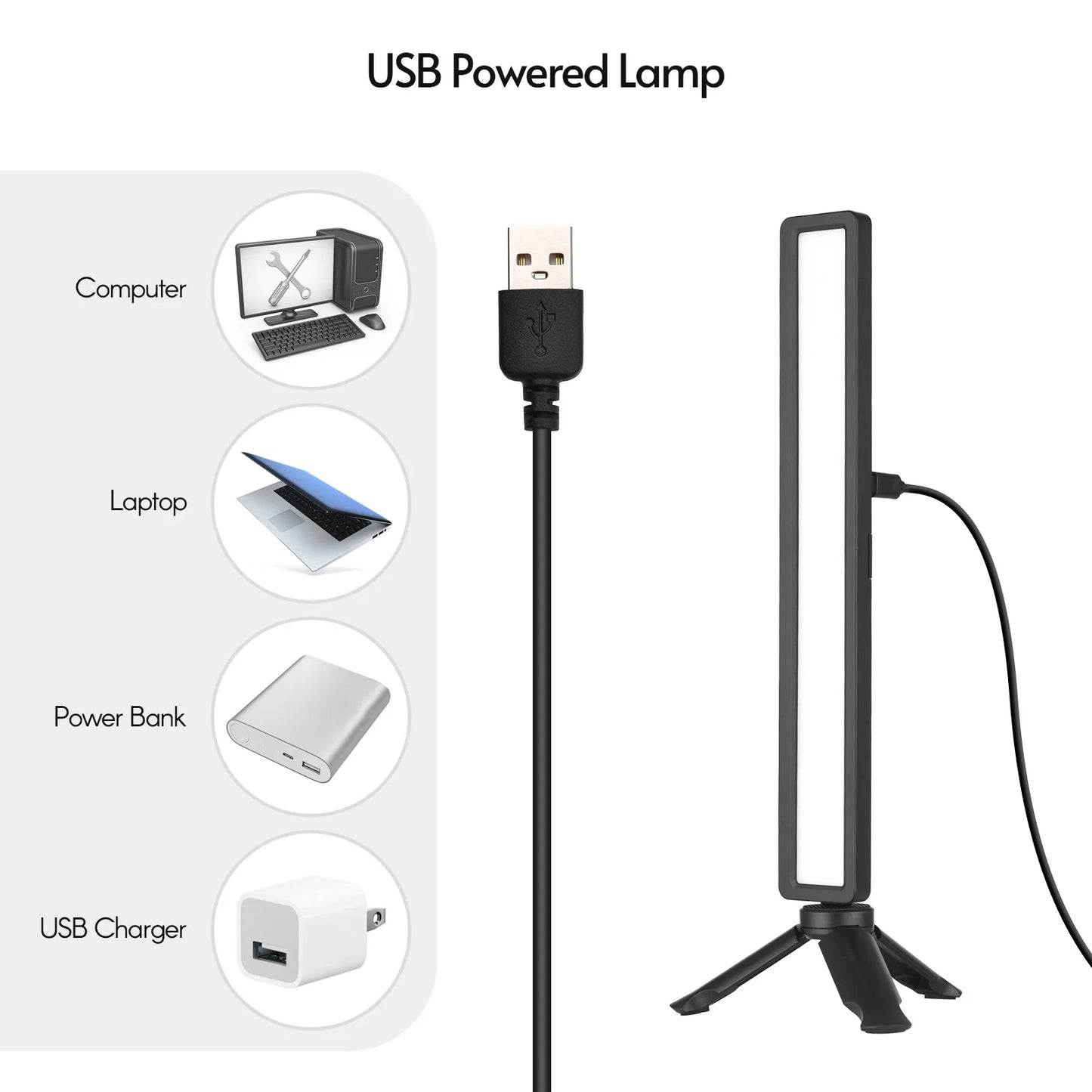 Andoer LED Light 3 Color Temperature Bar Video Conference Lighting Screen Lamp Fill-in Lamps USB Mini Tripod for Live Streaming