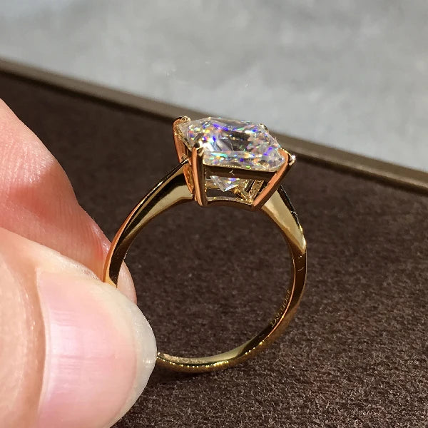 Female Luxury Crystal Engagement Ring Princess Cut White Zircon Square Stone Ring Charm Gold Color Wedding Party Rings For Women