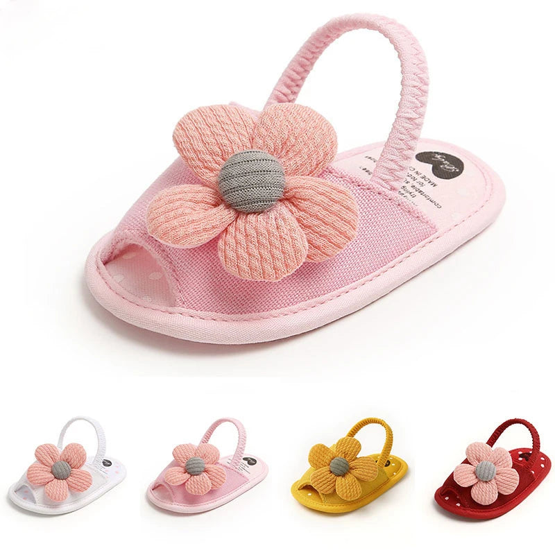 Summer Baby Girl Sandals Solid Color Cute Lace Bows Newborn Shoes Soft Cotton Non-slip Soled Princess Toddler Girl Sandals Kids