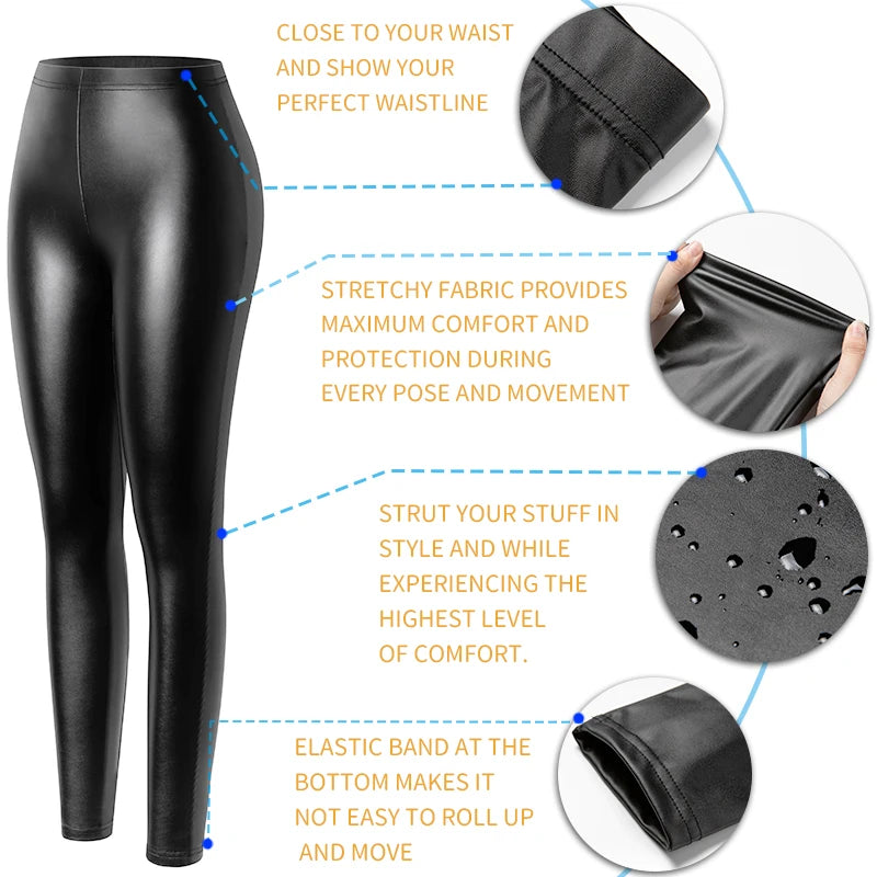 PU Faux Leather Legging Sexy Thin Black Women Leggings New Fashion Stretchy Fitness Casual Pants Warm Waterproof Skinny Push Up