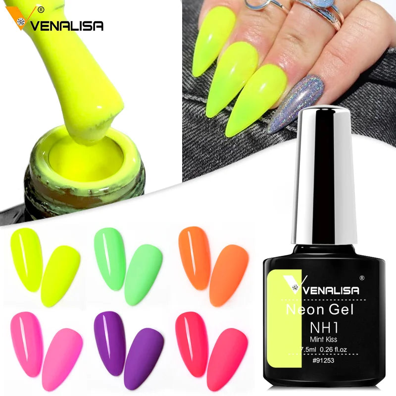 Venalisa New 7.5ml Neon Gel Nail Art Manicure Soak Off Camouflage Natural Nude Color Silicone Nail Gel Polish Lacquer Varnishes